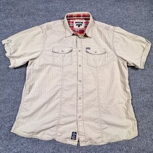 Point Zero Orange Label Mens XXL Classic Fit Short Sleeve Button Up Shirt Beige
